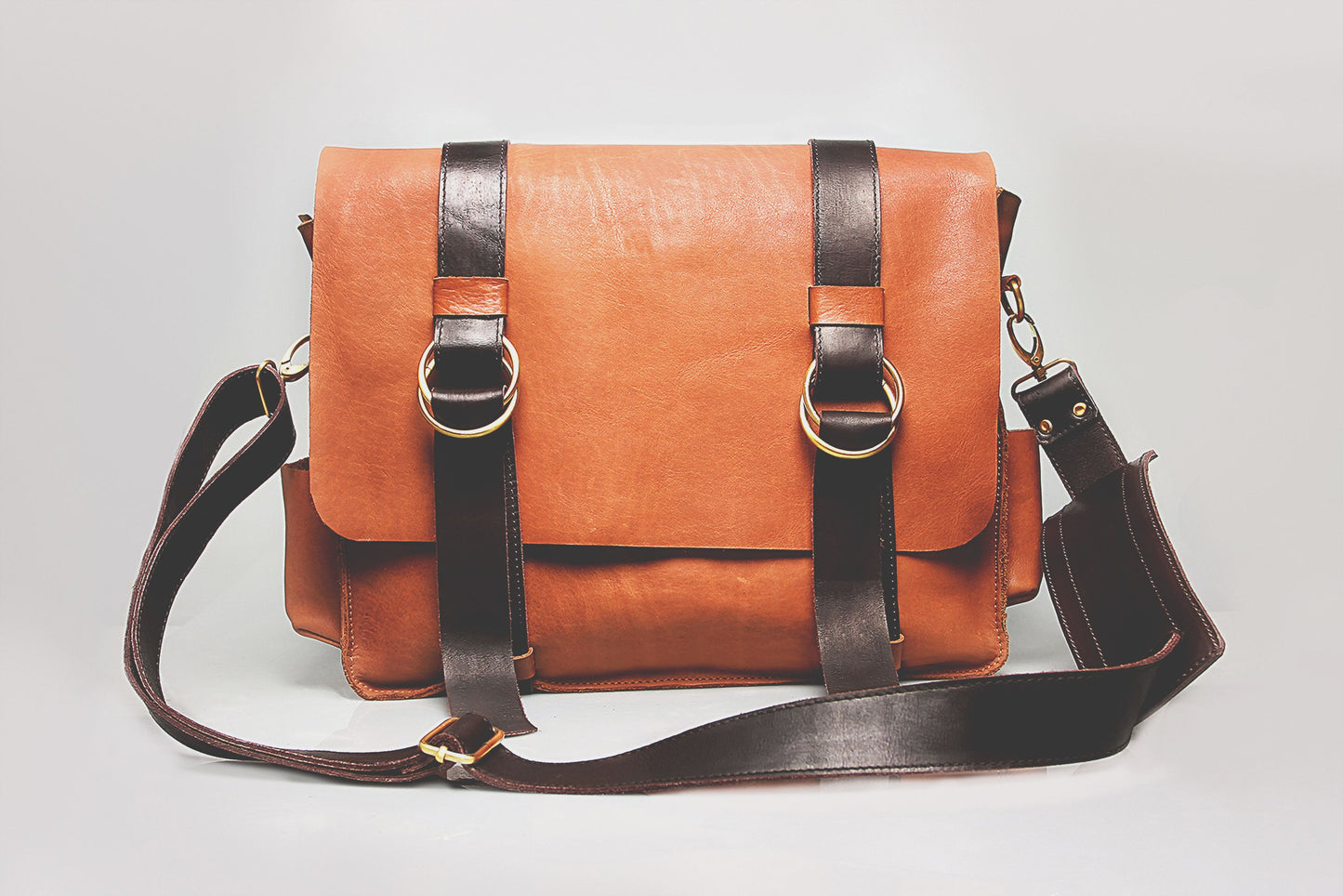Damen Handtasche Echtes Leder Cognac
